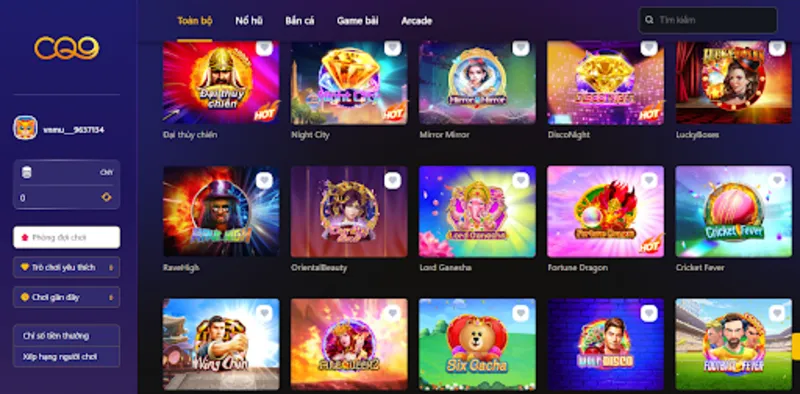 Những tựa game nổ hũ CQ9 siêu đẳng cấp